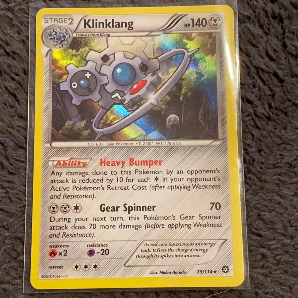 Rare Holographic Klinklang Pokémon Card 73/114